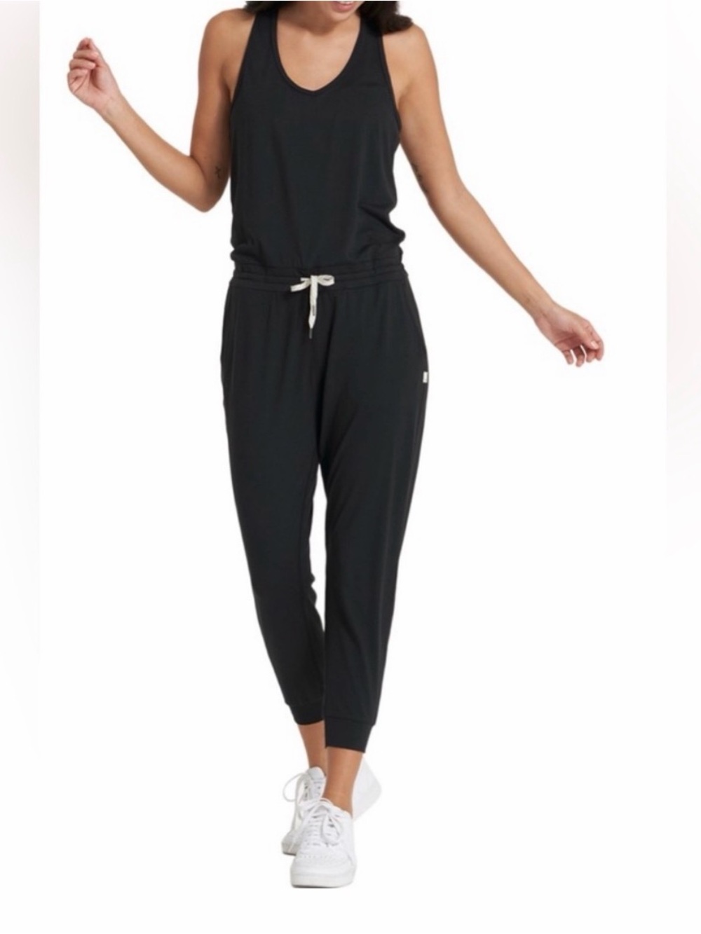 Vuori Lux Racerback Jumpsuit Black with Drawstring - M Like New